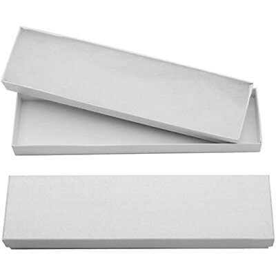 Beadaholique White Cardboard Jewelry Boxes with Swirls 8 x 2 x 1 Inches (16)