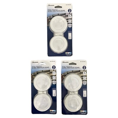 Westek Battery Operated LED Ultra-Thin Puck Lights, 50 Lumens (3 Packs) U
