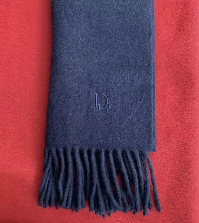 Silencieux Christian Dior 145x30cm bleu marine made in Italy laine cachemire hiver