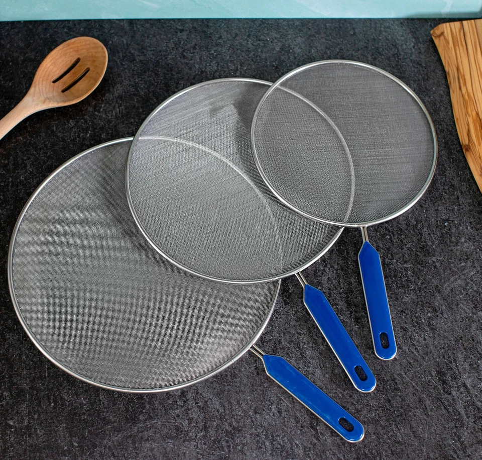 Stainless Steel Splatter Screen Guard Set of 3 - 8", 10" and 11" Cooking Shield - Image 2 of 4
