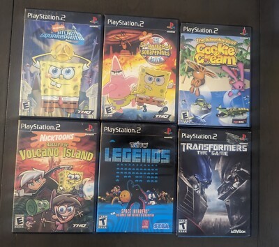 PS2 Game Lot Of 6 SpongeBob Cookies Cream Nicktoons Transformers Taito Legends