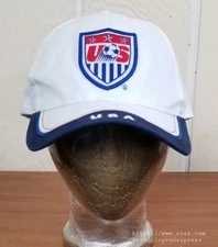 US National Soccer Team USA Baseball Cap Hat White/Navy Adjustable Strapback