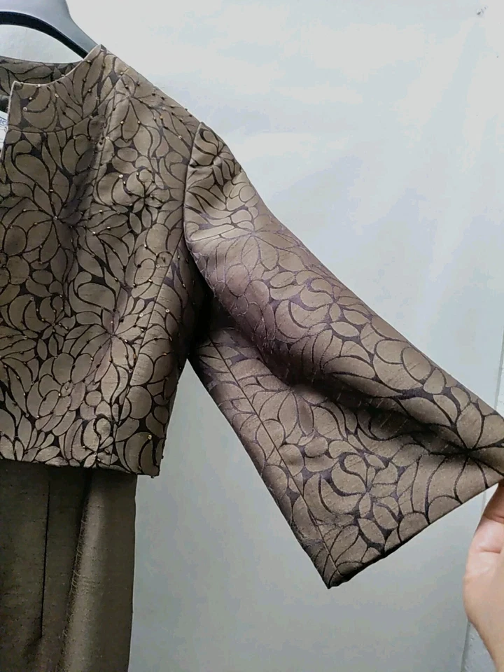 Jessica Howard Formal Cocktail Dress Women's 10 Brown Sleeveless Mother of Bride - Image 3 of 4