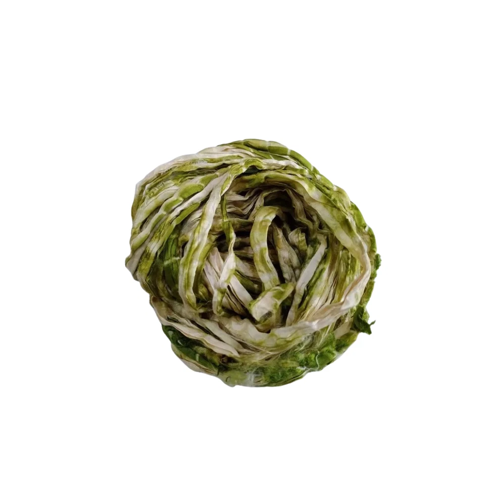 Sari Silk Ribbon super bulky yarn -Green ,Cream -Sari Silk Ribbons - Silk Strips - Image 2 of 4
