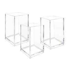 3 Pack Clear Acrylic Cosmetic Pencil Pen Holder Cup Clear Makeup Brush Holder De