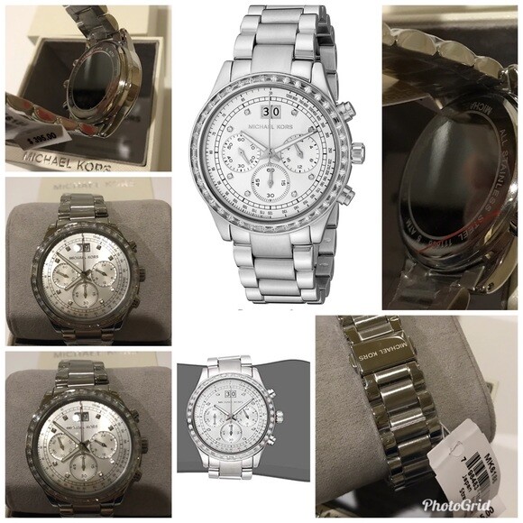 Michael Kors Ladies Watch MK-6186 Michael Kors MK6186 Brinkley Chronograph Silver Dial Women main image 4