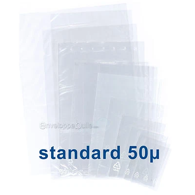 Clear Plastic Bags WITHOUT Closure - Standard Thickness 50μ - Image 1 of 4