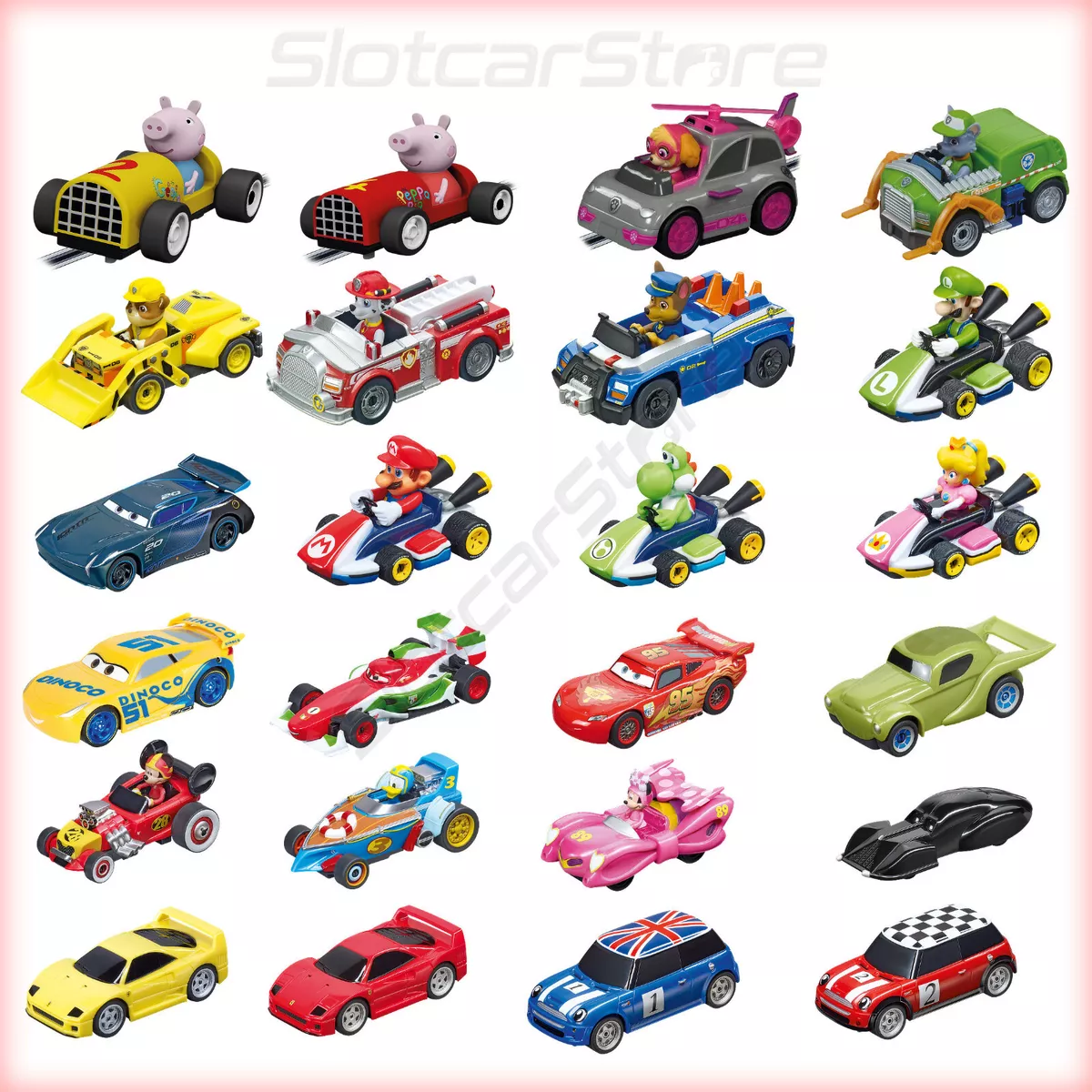 Assortiment auto Carrera First (Disney, Cars, Paw Patrol, Mario Kart)  voiture à