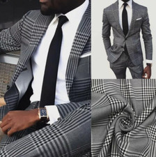 Business Plaid Mens Suits Slim Fit Groom Party Wedding Tuxedos Formal Prom Check