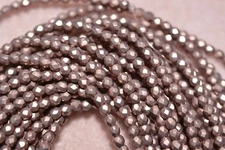 Czech Fire Polished 3mm round faceted glass beads - CT Sat Met Autumn Maple