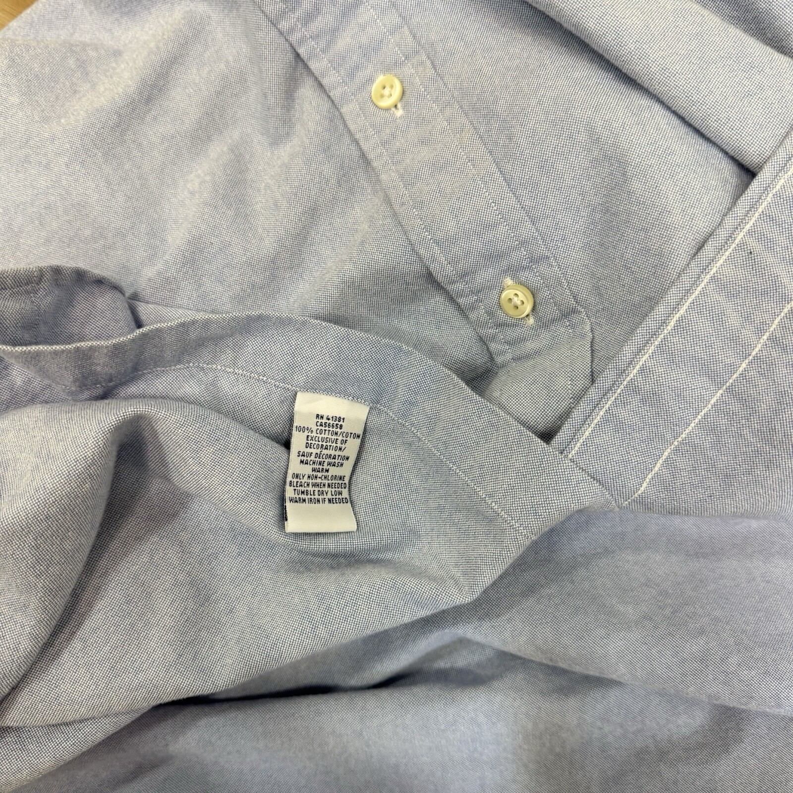 Polo Ralph Lauren Oxford camicia 2XL classica blu manica lunga bottoni carne pony