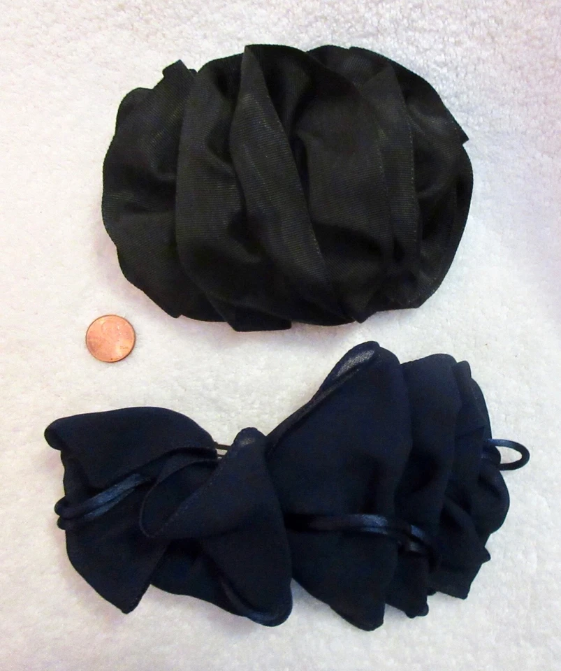Lot of 2 Large Bow Barrette Hair Clip Made in France Dark Blue & Black Silk New - Image 2 of 4