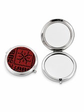 Handmade Embroidered Round Pocket Mirror Compact Purse Makeup Travel Gift