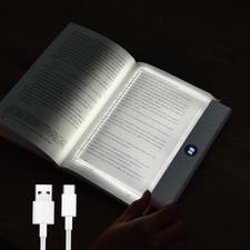 Book Light, Rechargeable Clear LED Flat Reading Light with 3 Colors Timer, Dim