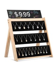 Necklace Display for Vendors, 3 Tier Foldable Jewelry Display Stand with 66