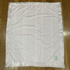 Little Giraffe Luxe Satin plush baby blanket lovey pale pink Striped 29  x 35  