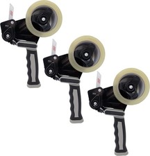 Tape Dispenser Gun with Packing Tape Pack of 3 Black-Gray Rubberized Handle