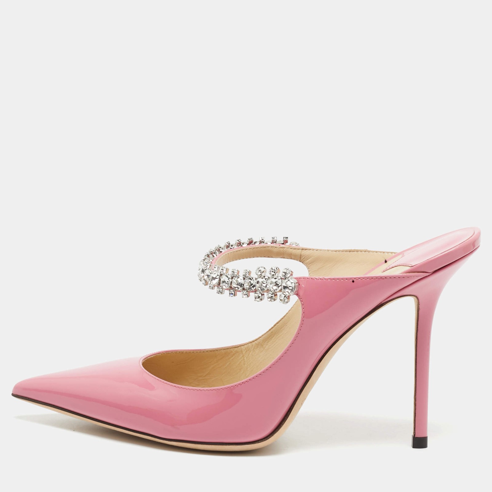 Jimmy Choo Bing Size 40.5 Pink Patent Leather Mules
