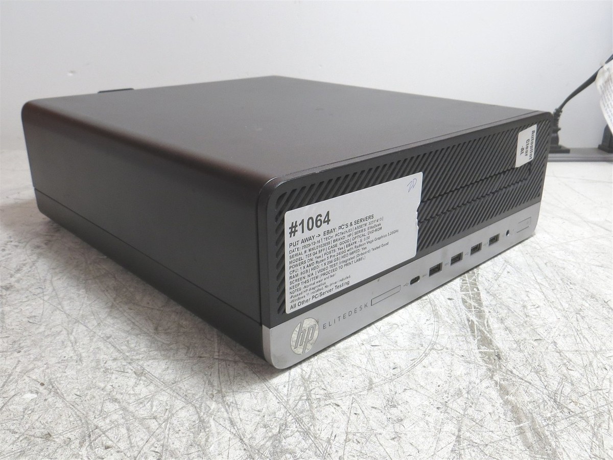 HP EliteDesk 705 G4 SFF Computer AMD Ryzen 5 Pro 2400G 3.2GHz 8GB