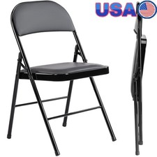 Folding Chairs Padded PU Leather Heavy Duty Metal Frame Portable Indoor Outdoor