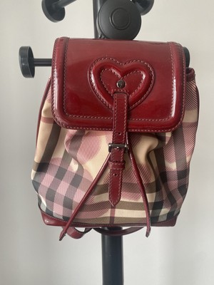 Burberry backpack heart  in good condition Burberry Overdyed Canvas Mega Check Heart Print Medium  main image 3