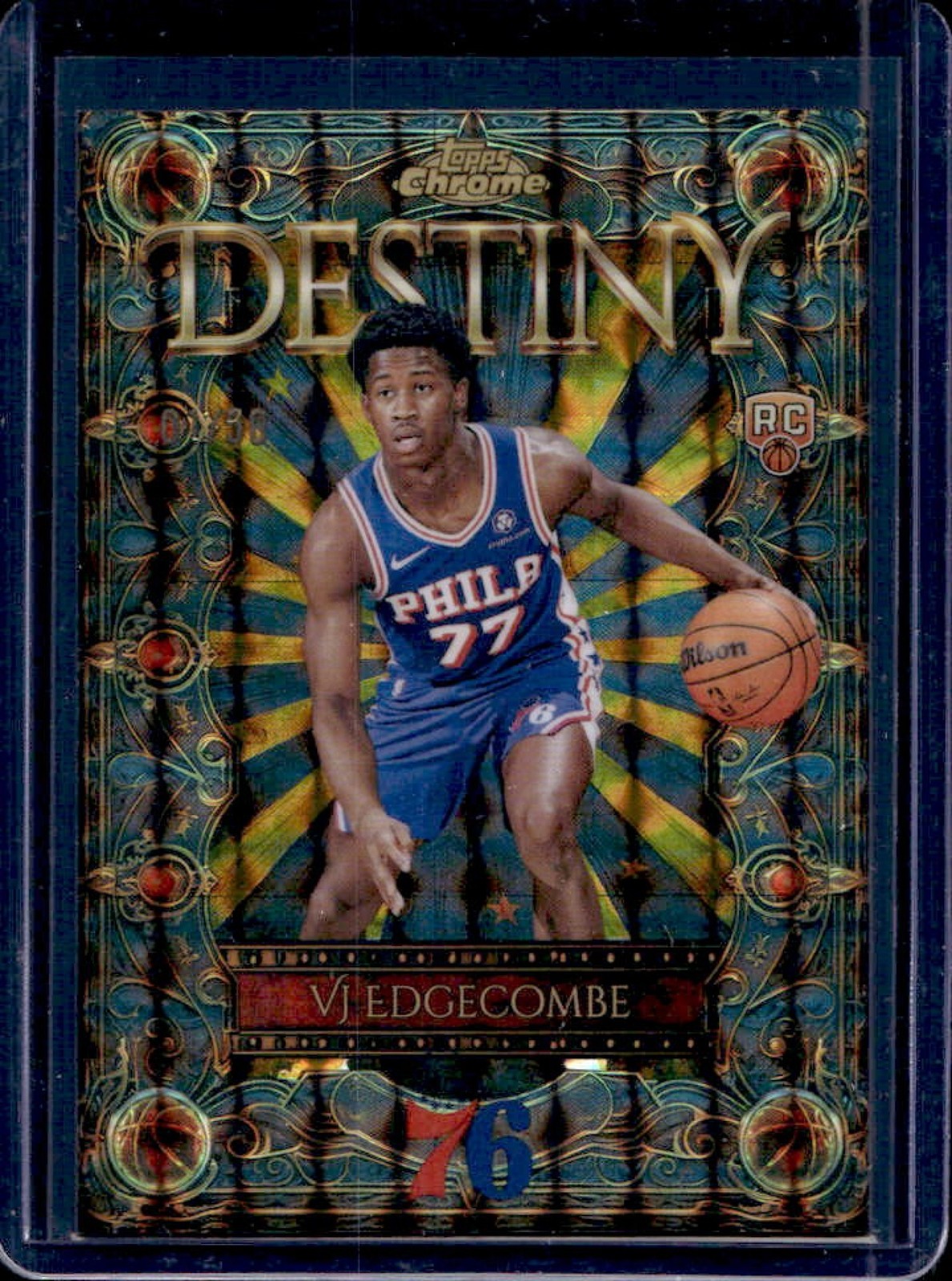 2025-26 Topps Chrome VJ Edgecombe Destiny RC Geometric Gold Refractor #/50 76ers