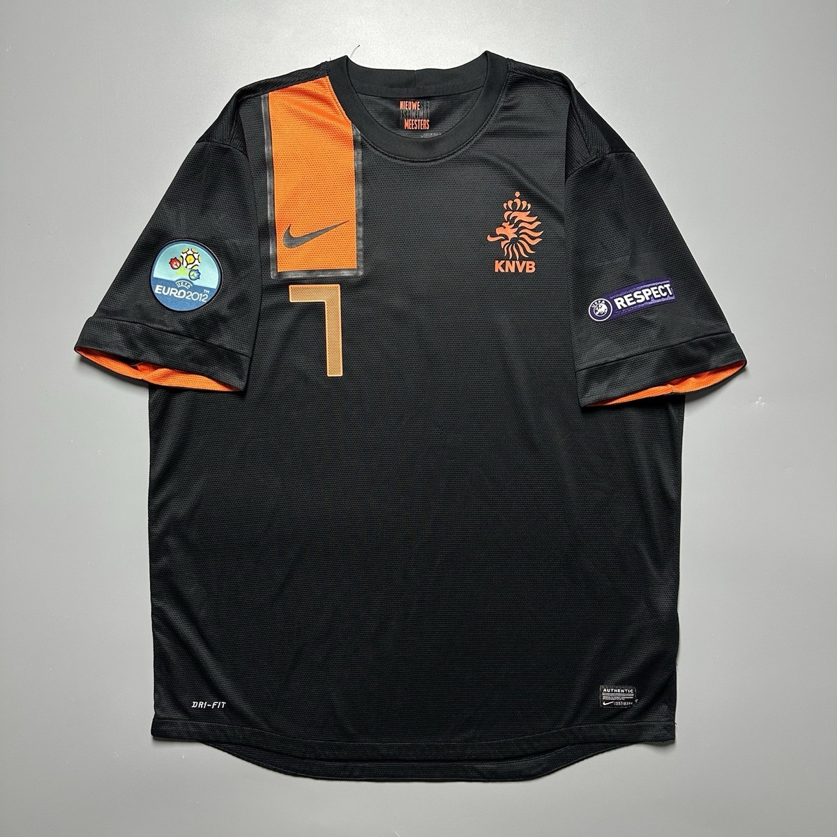 NETHERLANDS NIKE 2012 EURO FOOTBALL AWAY JERSEY #7 KUYT SIZE “XL