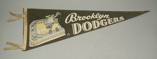 ORIGINAL 1950S BROOKLYN DODGERS BASEBALL PENNANT FULL SIZE APPROX. 28" LONG