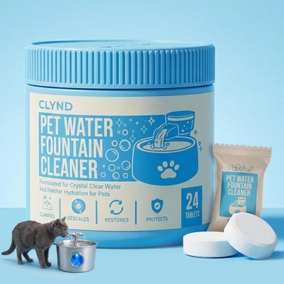 Pet Water Fountain Cleaner and Descaler Tablets 24-Pack Residue-free Fountain...