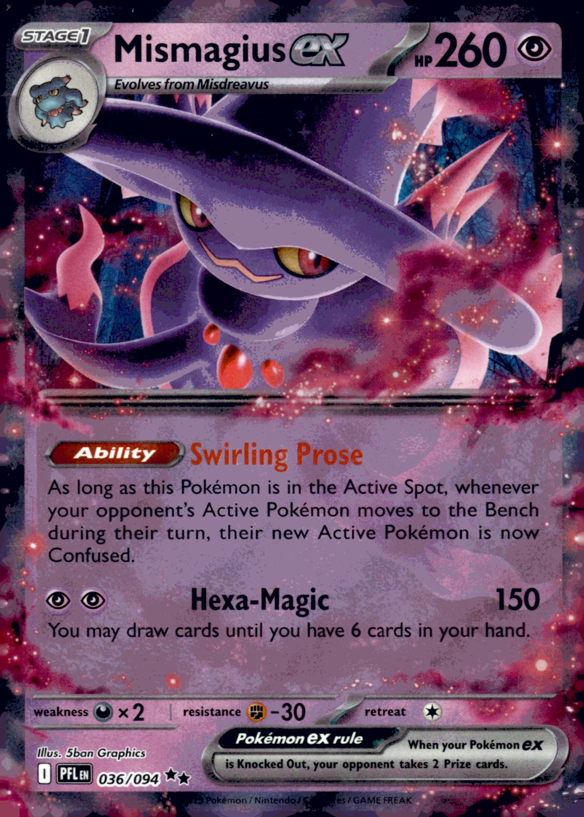 Pokemon Mismagius ex (36/148) Phantasmal Flames NM HOLO