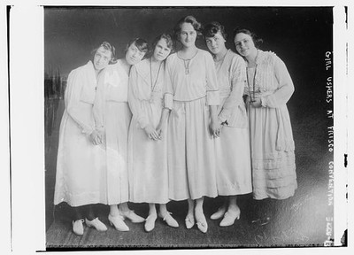 Girl ushers,Frisco convention,helpers,women,dresses,necklaces,group portraits