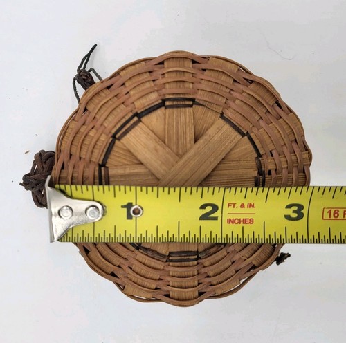 Kleiner geflochtener Korb mit Deckel Schmuck Schmuck Potpourri Box hängende Dekor Vintage 3" - Bild 10 von 10