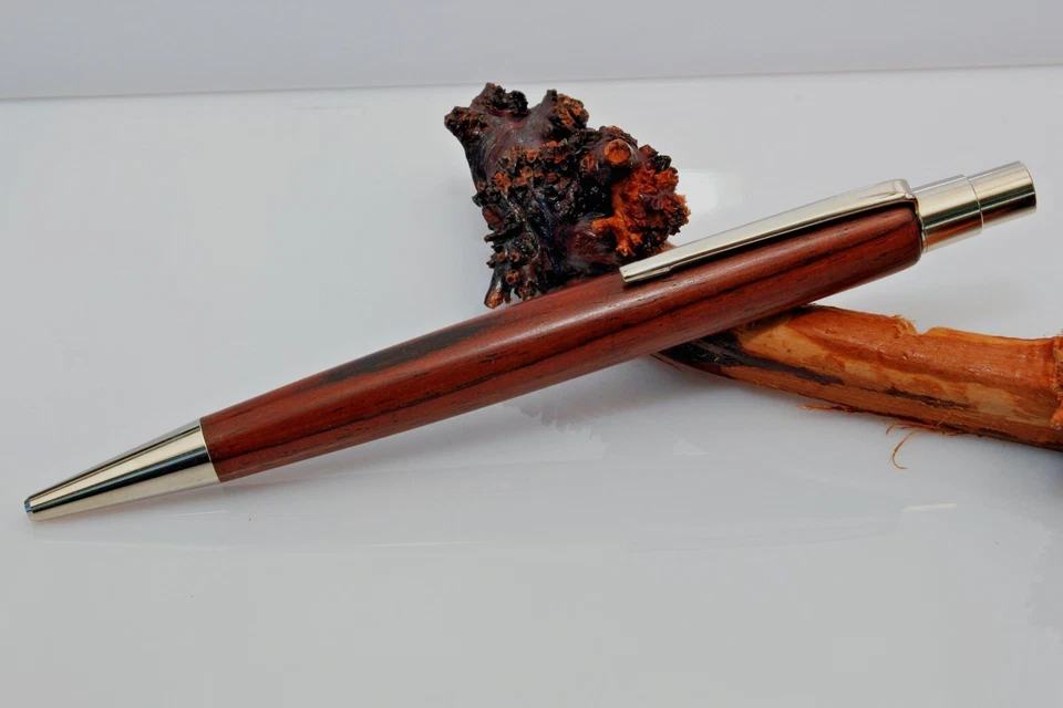 Schreibgerät Kugelschreiber Berlin Holz Cocobolo handgedrechselt Unikat - Bild 4 von 4