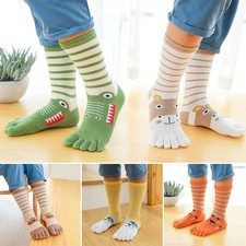 3 Pairs 3-12y Kids Toe Socks Girls Boys Five Finger Socks Autumn Winter High Tub