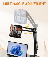 Tablet Stand for Bed With 4 Cord Clips - Flexible iPad Holder for Desk, Goosenec