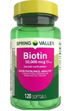 Spring Valley Biotin Dietary Supplement Softgels 10,000 mcg 120 Count