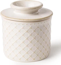DOWAN French Butter Crock for Counter with Water, Ceramic Butter Dish with Lid f