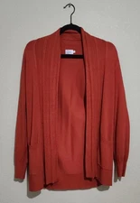 Cielo Open Front Cardigan Womens Sweater Orange Size M Pockets