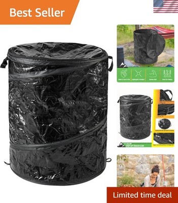 Lightweight Black 44-Gallon Collapsible Garbage Bin for RV, Camping & Yard Waste