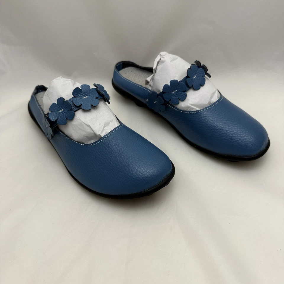 Zapatos planos cómodos sin cordones florales azules talla 7 informales para caminar todos los días para mujer’s Foto 2 de 4