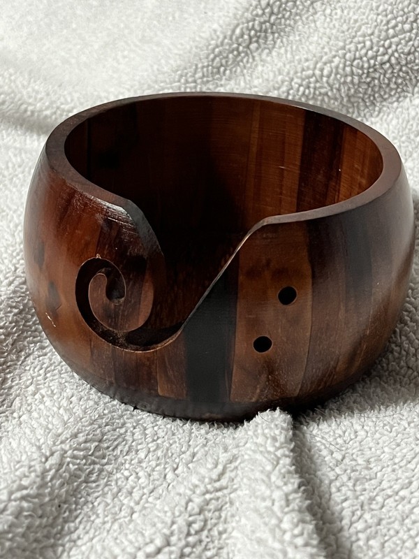 Wooden Yarn Bowl Carved Spiral Knitting Crochet