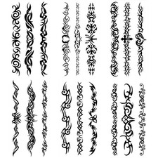 6 Sheets Mix Tribal fake Tattoos Small Temporary Tattoo Blue Black Tribal Pat...