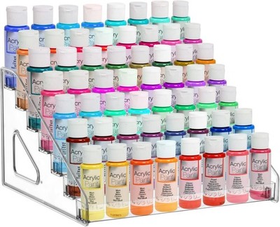 7 Layer Acrylic Paint Organizer Clear Craft Organizer Rack Model Display Shelf C