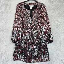 Max Studio Dress Womens Small Multicolor Geometric Fit Flare Lined Long Sleeve