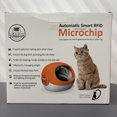 FurBabyFeeder Sphere Automatic Microchip Pet Feeder Locking Doors Orange NEW