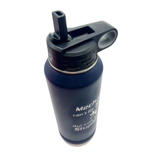 Stainless Steel Water Bottle | "Mechanics Can't Fix Stupid But Can Fix What Stup - Picture 3 of 5