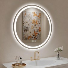30" Round LED Mirror for Bathroom,Circle Bathroom Mirror with Lights