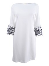 Tommy Hilfiger Women's Embroidered Bell-Sleeve Sheath Dress