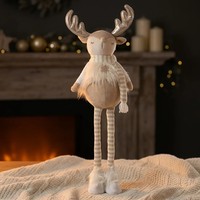 Hirsch Ausziehbare Teleskopbeine 39-52Cm Deko Figur Elch Rentier Beige Weiß