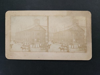 antique STEREOVIEW worcester ma OLD CITY HALL city view